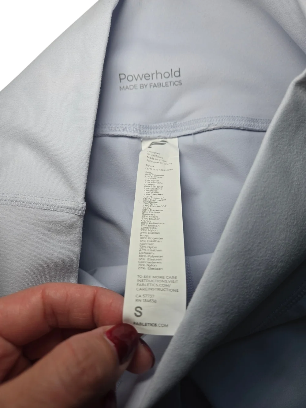 Fabletics White Leggings with Navy Side Panels - Picture 10 of 11